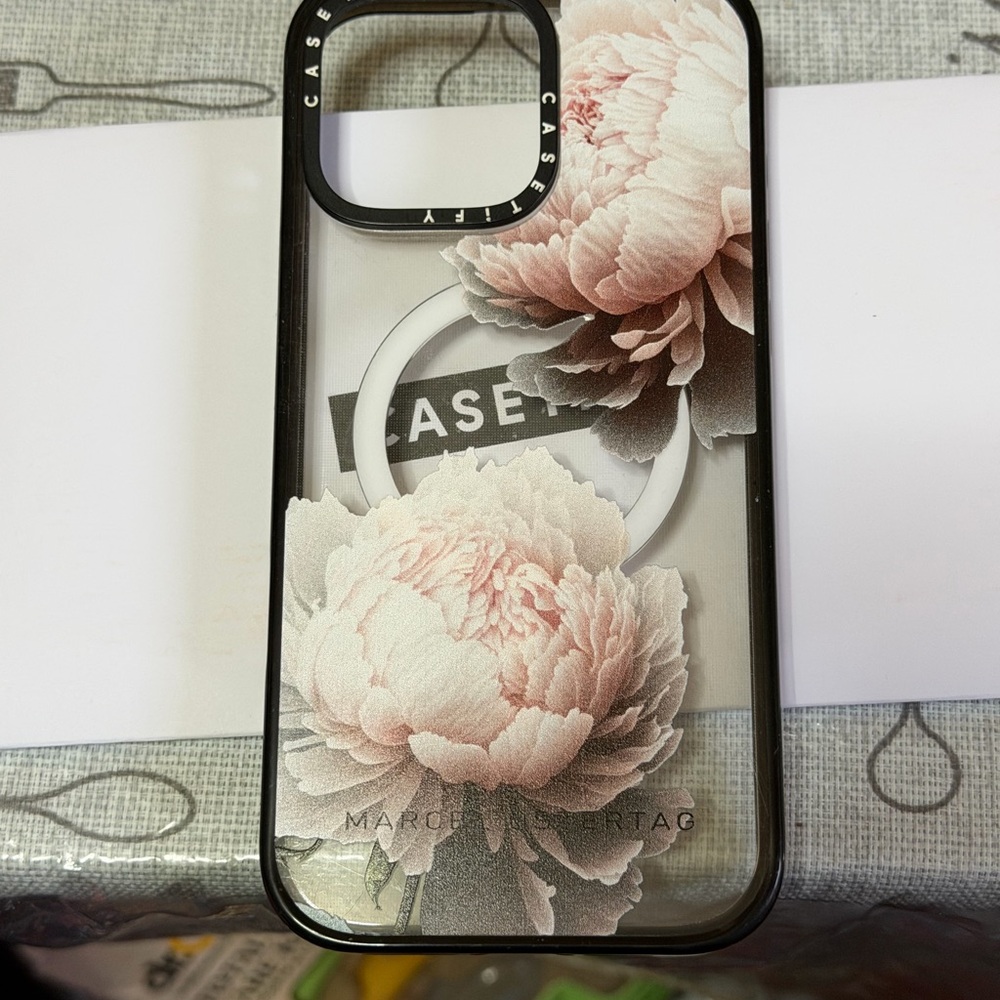 Casetify Peony iPhone Case - Pink and Black Border